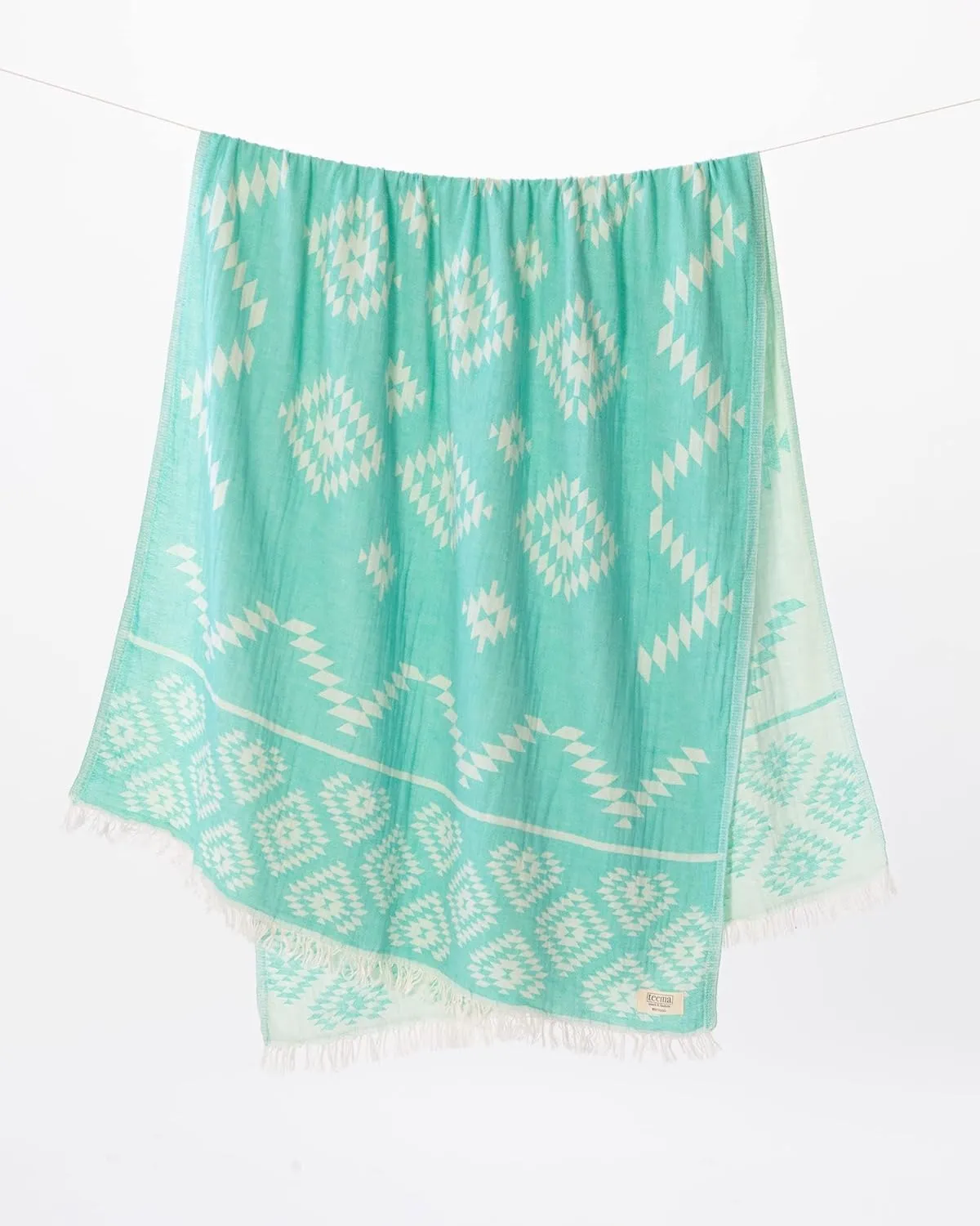 Teema Large Turkish Beach Towel - 100% Turkish Cotton - Sand Free - Fast Drying - Versatile and Multi-Use - The Tribal (Tiffany)