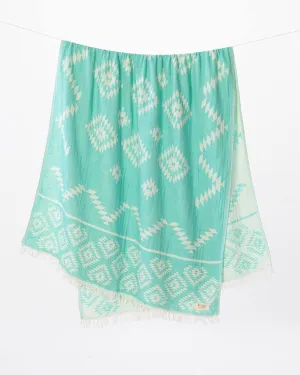 Teema Large Turkish Beach Towel - 100% Turkish Cotton - Sand Free - Fast Drying - Versatile and Multi-Use - The Tribal (Tiffany)