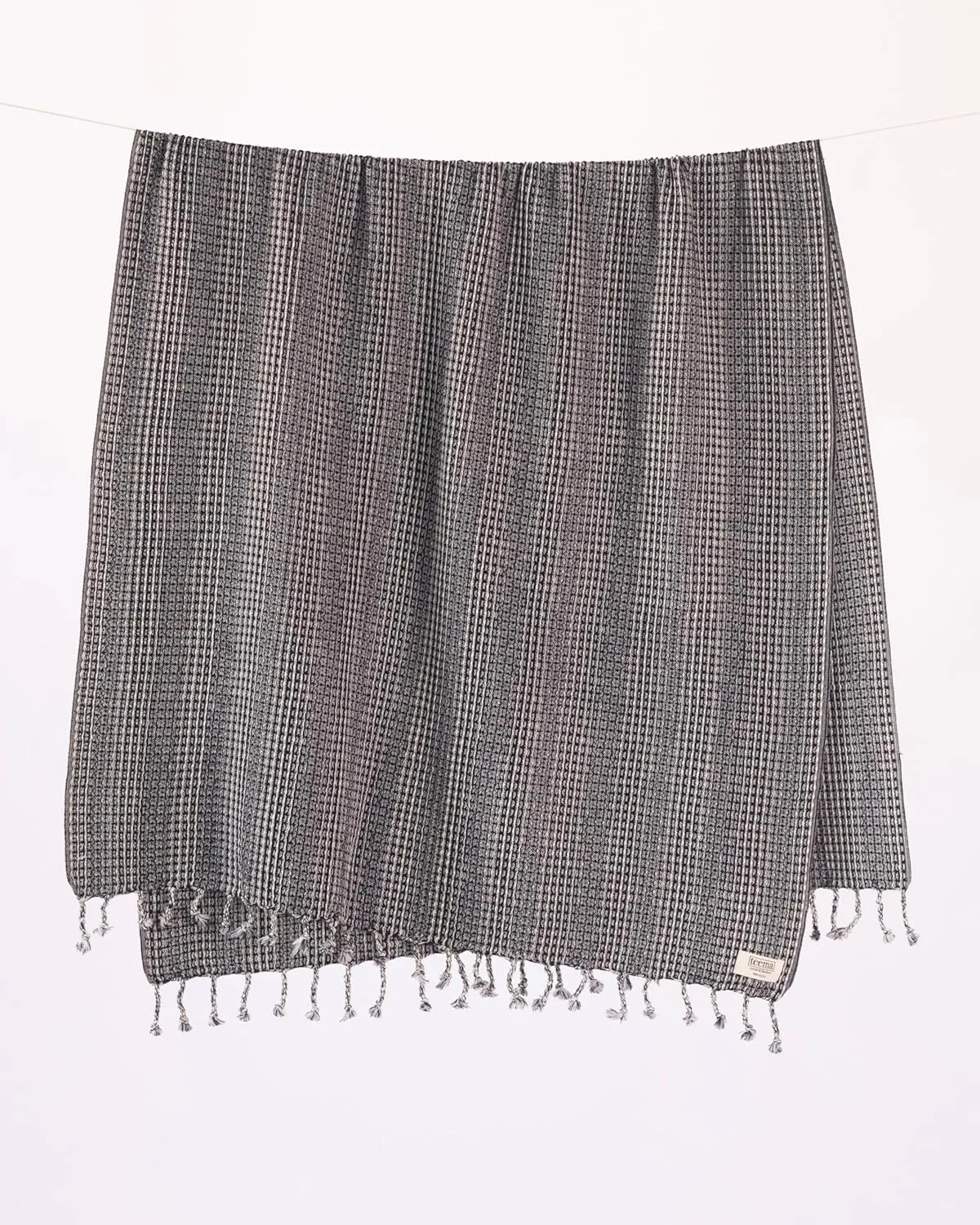Teema Large Turkish Beach Towel - 100% Turkish Cotton - Sand Free - Fast Drying - Versatile and Multi-Use - The Waffle Weave (Granite)