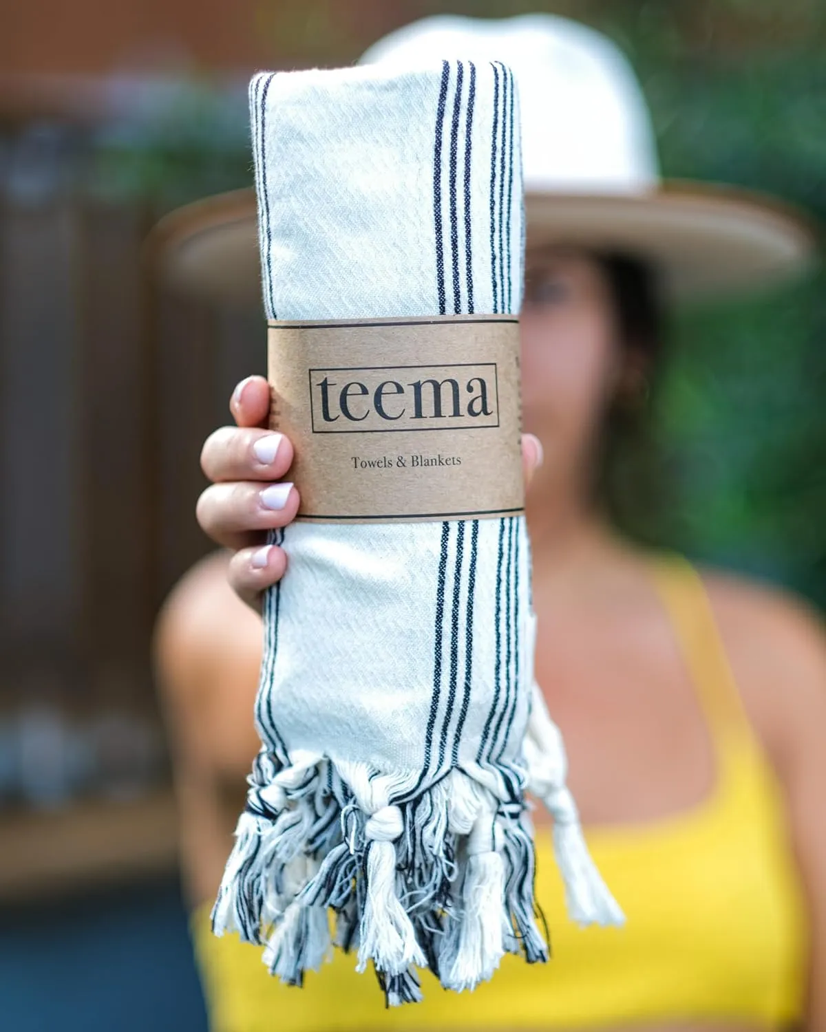 Teema Towels - 100% Turkish Cotton - Large Oversized Beach Towel - Sand Free - Fast Drying - Versatile and Multi-Use - The Del Mar (White)