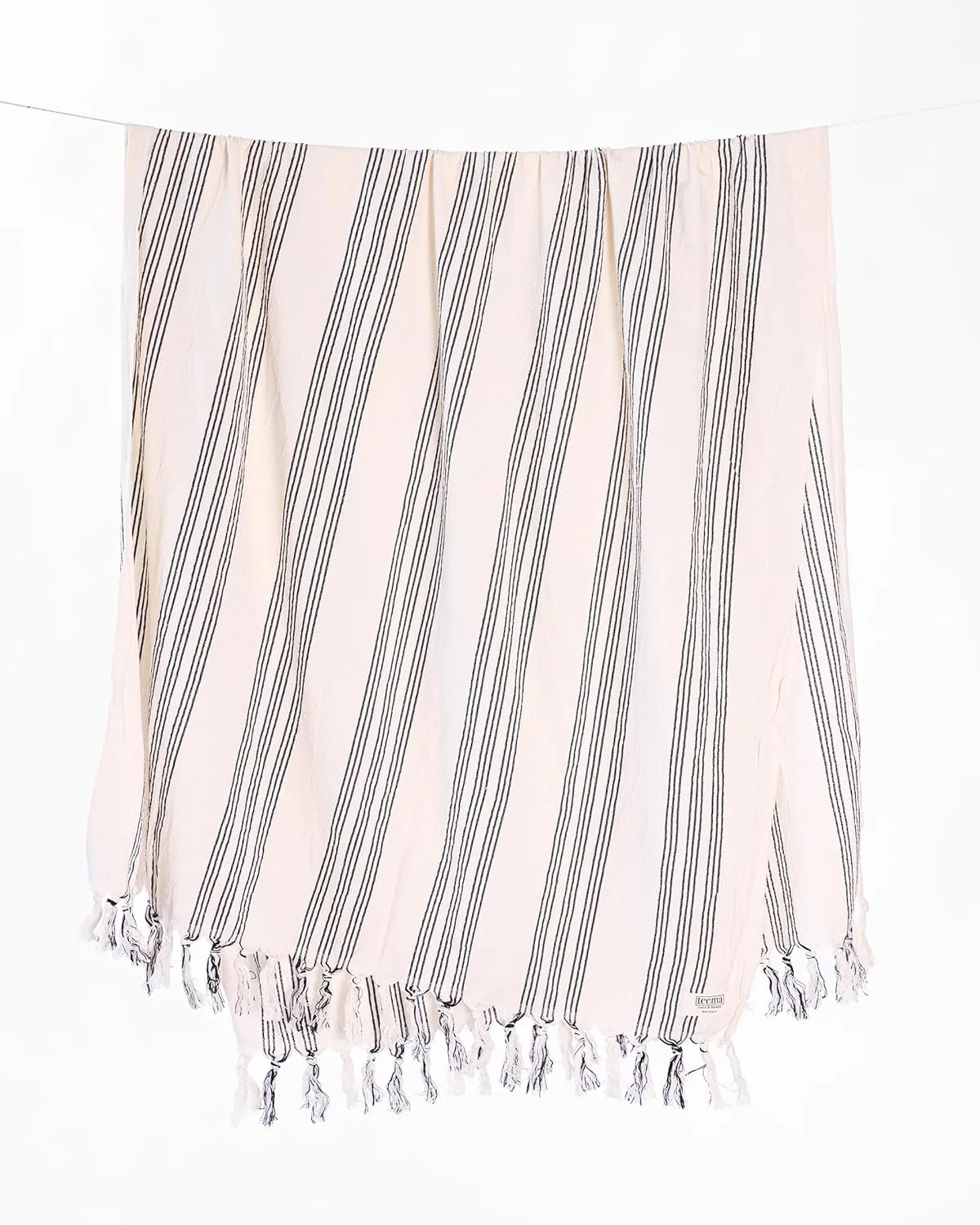 Teema Towels - 100% Turkish Cotton - Large Oversized Beach Towel - Sand Free - Fast Drying - Versatile and Multi-Use - The Del Mar (White)
