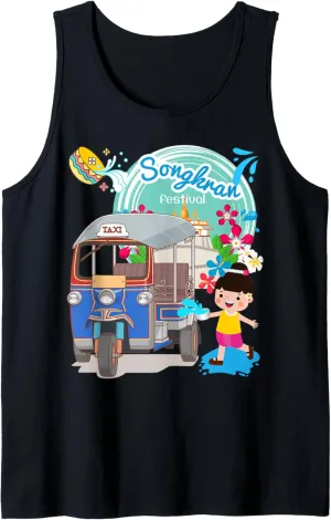 Thailand Souvenir TUK TUK & Songkran Festival Tank Top