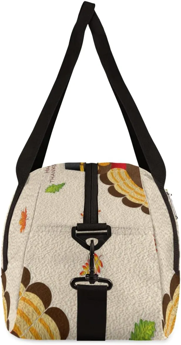 Thanksgiving Turkey Fall Leaves Kids Duffel Bag for Girls Boys Teens, Turkey Oil Painting Dance Bag Overnight Small Duffel Bag Carry On Weekend Sports Gym Travel Bag for School Practice Gymnastics Ballet