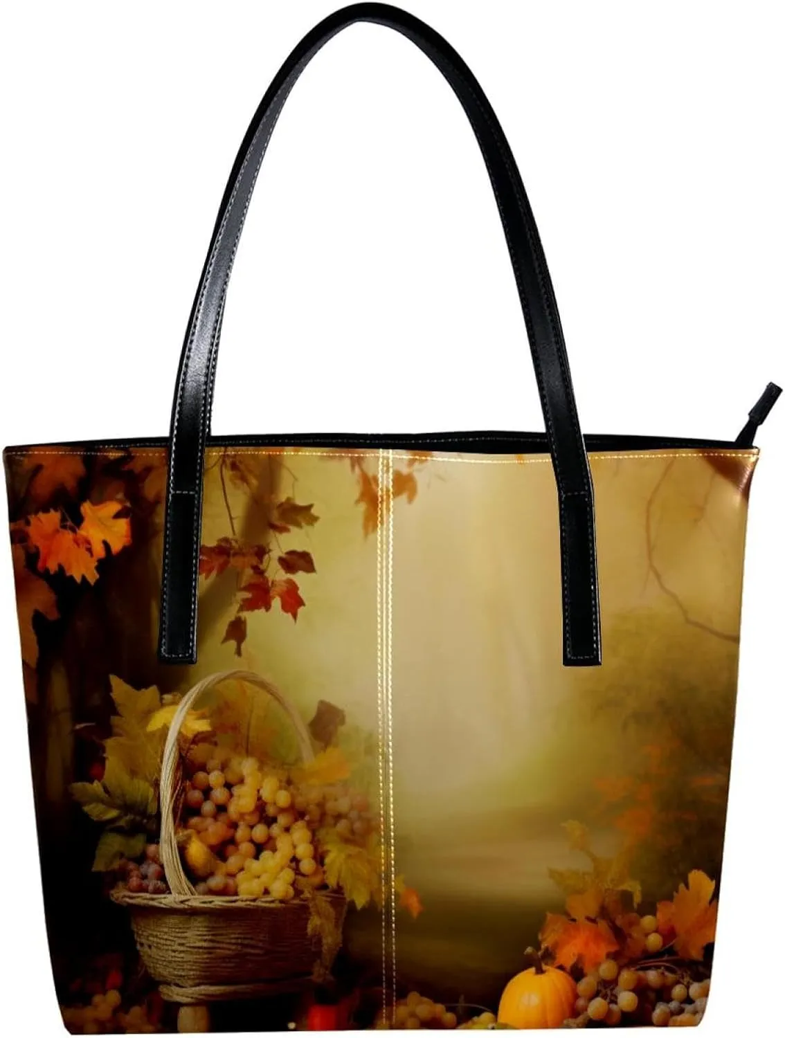 The Tote Bag For Women,Bags For Women,Reusable Shopping Bags,Autumn Forest Harvest Fruit Handbags