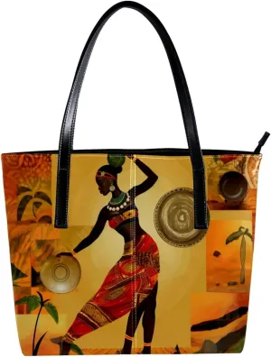 The Tote Bag For Women,Bags For Women,Reusable Shopping Bags,Autumn Harvest African Girl Handbags