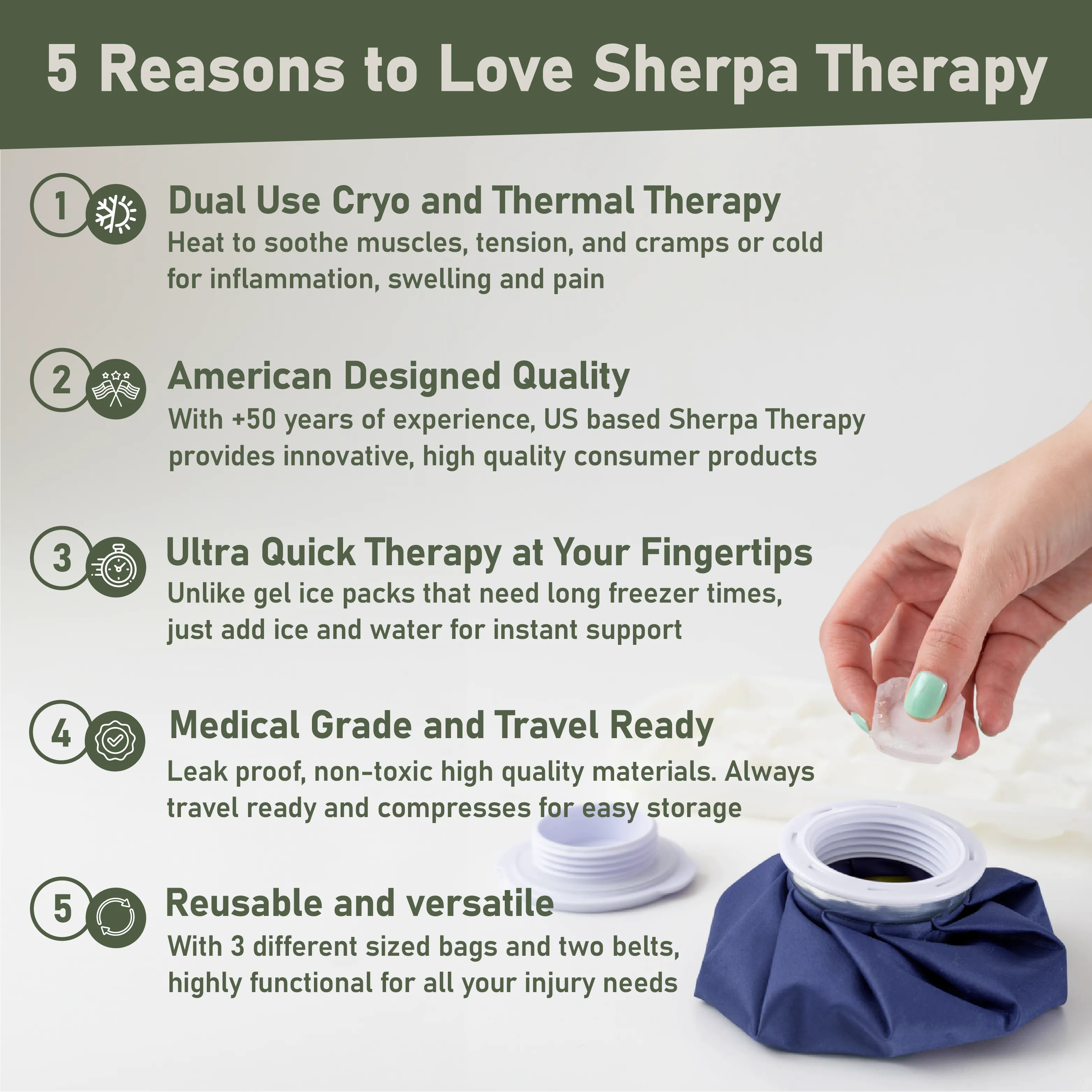 Therapy Hot & Cold Water Bags - 3 Bags & 2 Straps