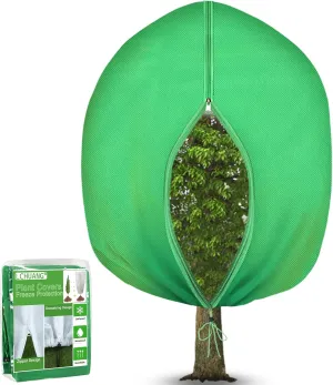Thickened Plant Freeze Protection Covers for Winter - 71" x 63" Large Frost Blankets for Plants Tree Shrubs Cloth Protector Drawstring Bags Jacket for Outdoor Plants Green (3.2 oz/yd²)