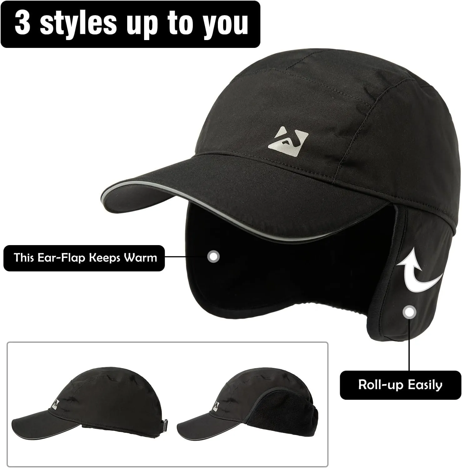 TOP-EX Oversize XL XXL Men's Waterproof Winter Baseball Cap Fleece Earflap Trapper Hat for Cold Weather Large Heads