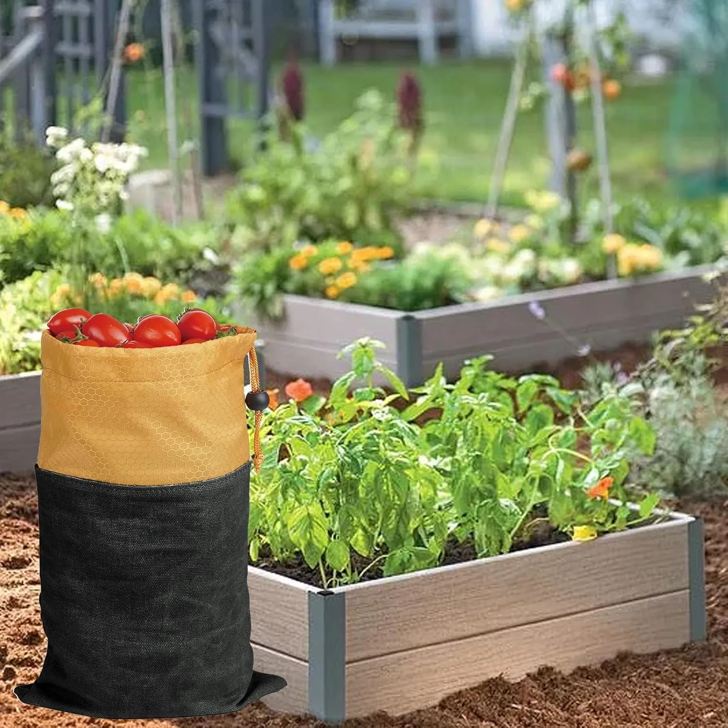Topincn Canvas Leather Harvest Bag, Orchard Picking Bag Fruit Storage Apron Pouch for Outdoor Orchard Farm Garden (Black)
