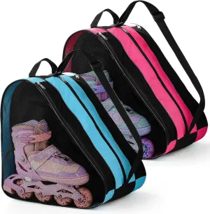 TOPZEA 2 Pack Roller Skate Bags, Oxford Cloth Ice Skates Storage Bag with Adjustable Shoulder Strap, Figure Skating Shoes Carry Bags Roller Blade Container, Roller Skate Accessories for Women Men Kids