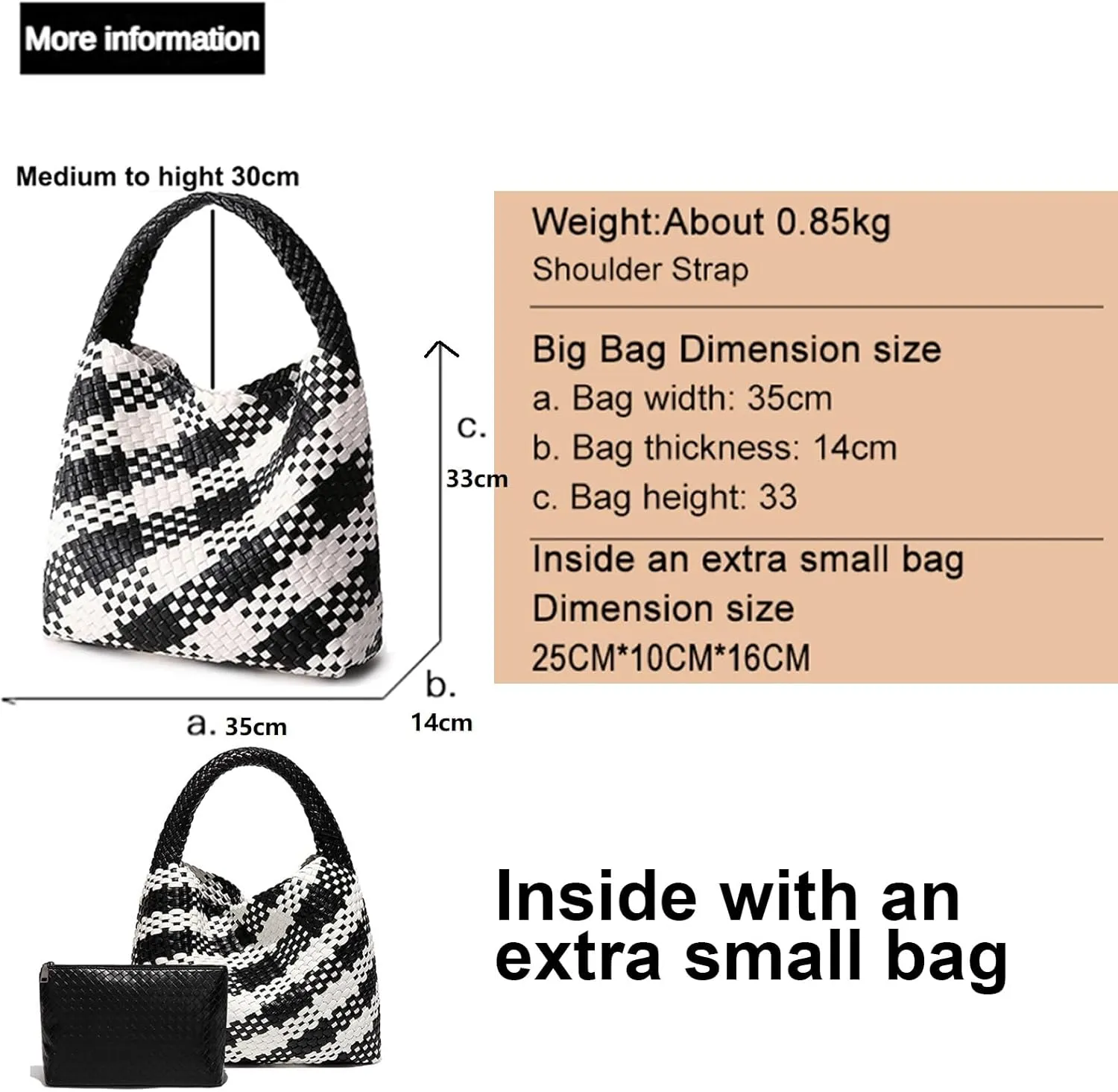 Tote Bag Shoulder Handbags for Women Hand bag Large Capacity Travel Woven Lightweight Purse Hobo Slouchy Bags