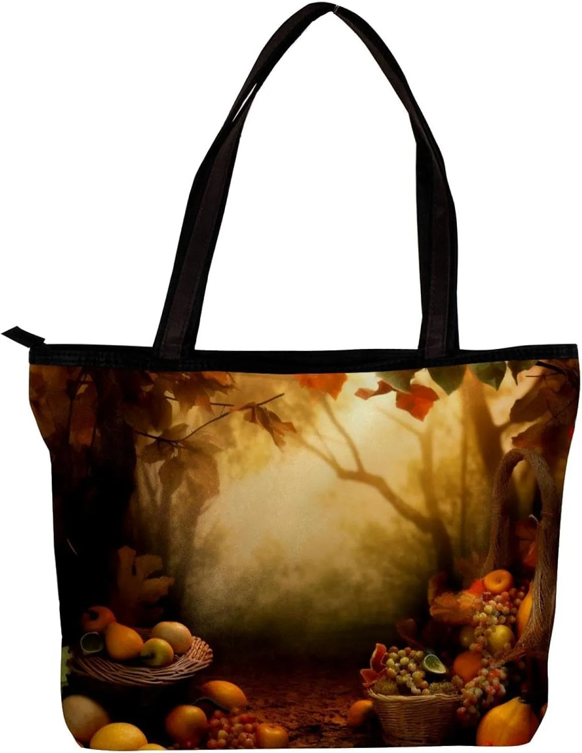 Tote Bags for Women,Womens Handbags,Small Tote Bag,Autumn Forest Harvest Fruit