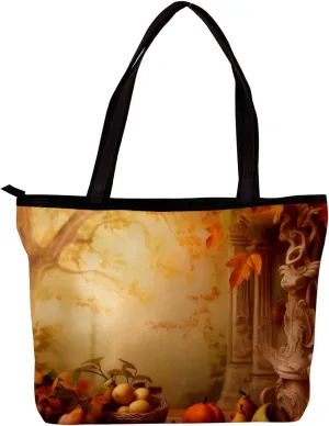 Tote Bags for Women,Womens Handbags,Small Tote Bag,Autumn Forest Harvest Fruit
