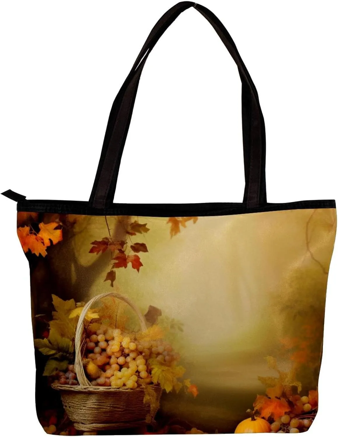 Tote Bags for Women,Womens Handbags,Small Tote Bag,Autumn Forest Harvest Fruit
