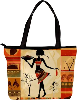 Tote Bags for Women,Womens Handbags,Small Tote Bag,Autumn Harvest African Girl