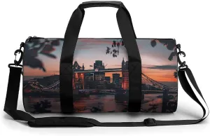 Tower Bridge The Sunset London England UK Lightweight Gym Bag for Men Women Travel Duffel Bag Sports Workout Bag with Adjustable Strap