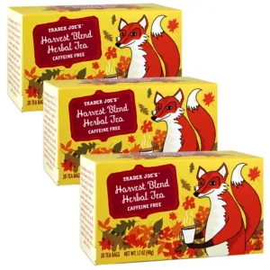 Trader Joe's Harvest Blend Herbal Tea Cafeeine Free 20 Tea Bags (Pack of 3)
