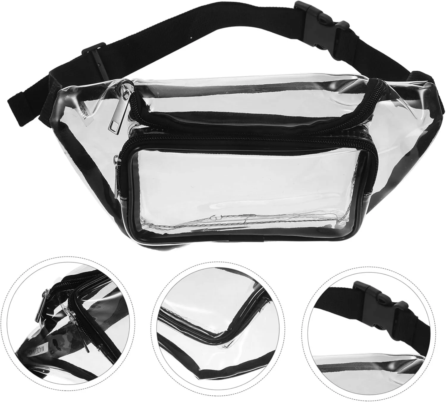 Transparent Fanny Pack Outdoor Waist Bag Unisex Sports Crossbody Bag with Metal Buckle for Hiking Travel and Festivals Hands Carry for Essentials