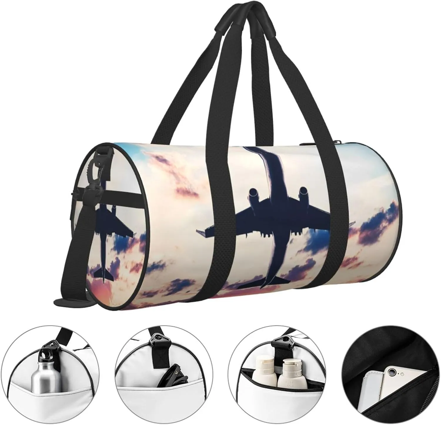 Travel Duffle Bag for Men Women, Aviation Airplane Sunset Duffle Bags for Sport Gym Overnight Luggage