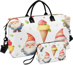 Travel Duffle Bag, Ice Cream Dwarf Gym Bag with Storage Bag Weekender Overnight Bag for Men Women Trip Sports Yoga