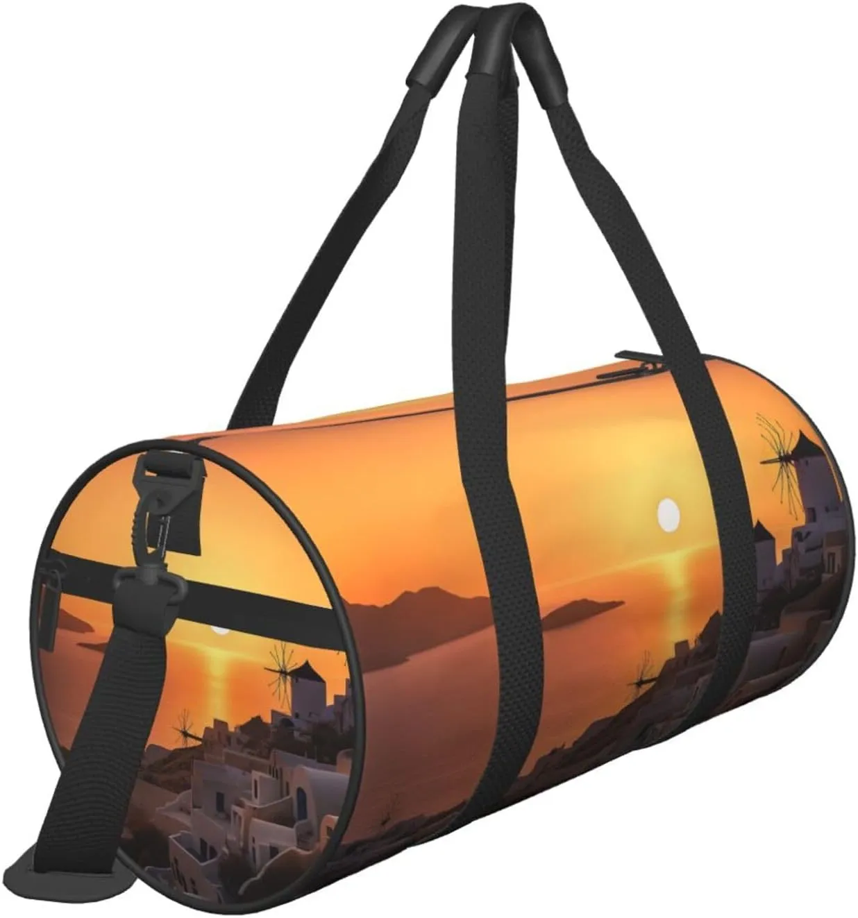 Travel Duffle Bag Weekender Bags For Men Women With Shoe Compartment Large Capacity Weekender Overnight Bag Greece Island Sunset Landscape Carry On Tote Bags Sport Gym Bag For Travel Yoga