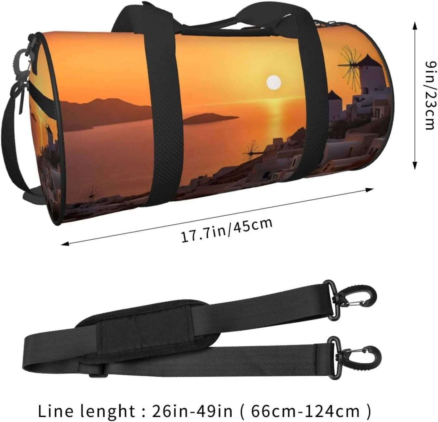 Travel Duffle Bag Weekender Bags For Men Women With Shoe Compartment Large Capacity Weekender Overnight Bag Greece Island Sunset Landscape Carry On Tote Bags Sport Gym Bag For Travel Yoga