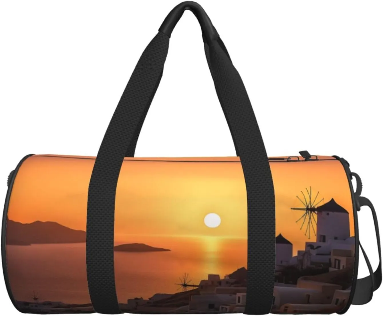 Travel Duffle Bag Weekender Bags For Men Women With Shoe Compartment Large Capacity Weekender Overnight Bag Greece Island Sunset Landscape Carry On Tote Bags Sport Gym Bag For Travel Yoga