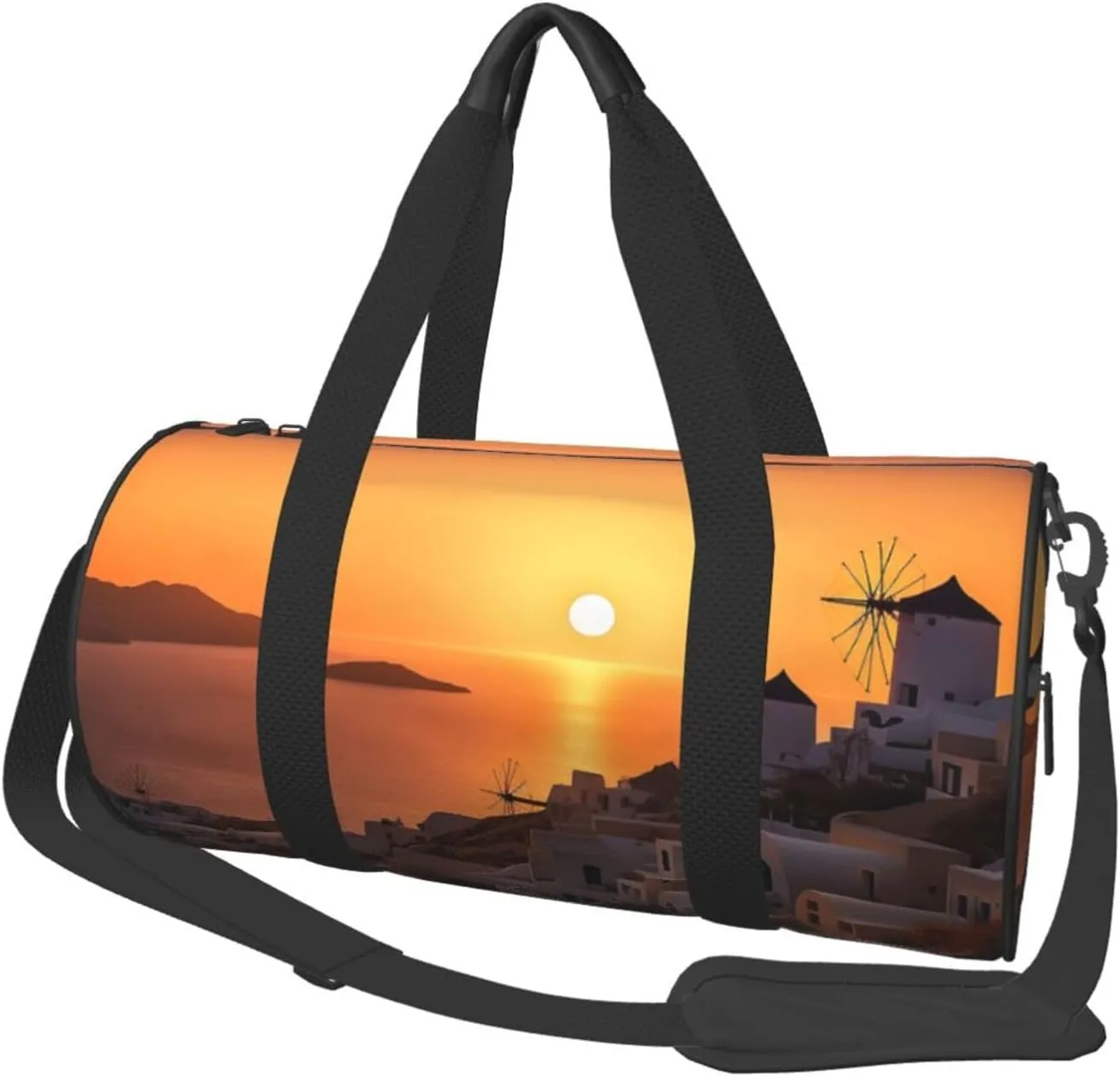 Travel Duffle Bag Weekender Bags For Men Women With Shoe Compartment Large Capacity Weekender Overnight Bag Greece Island Sunset Landscape Carry On Tote Bags Sport Gym Bag For Travel Yoga