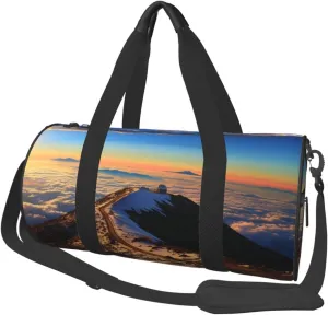 Travel Duffle Bag Weekender Bags for Men Women with Shoe Compartment Large Capacity Weekender Overnight Bag Mauna Kea Summit Sunset Carry On Tote Bags Sport Gym Bag for Travel Yoga, Black, One Size