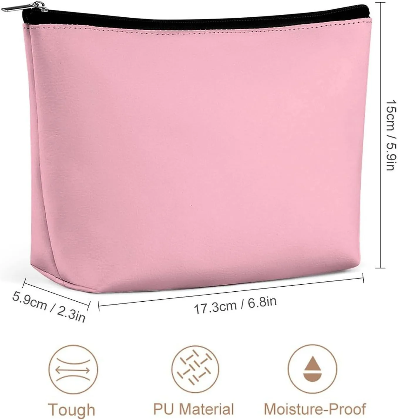 Travel Makeup Bag, Cherry Blossom Pink Solid Color Cosmetic Bags for Women Large Capacity Waterproof Toiletry Pouch Make up Organizer