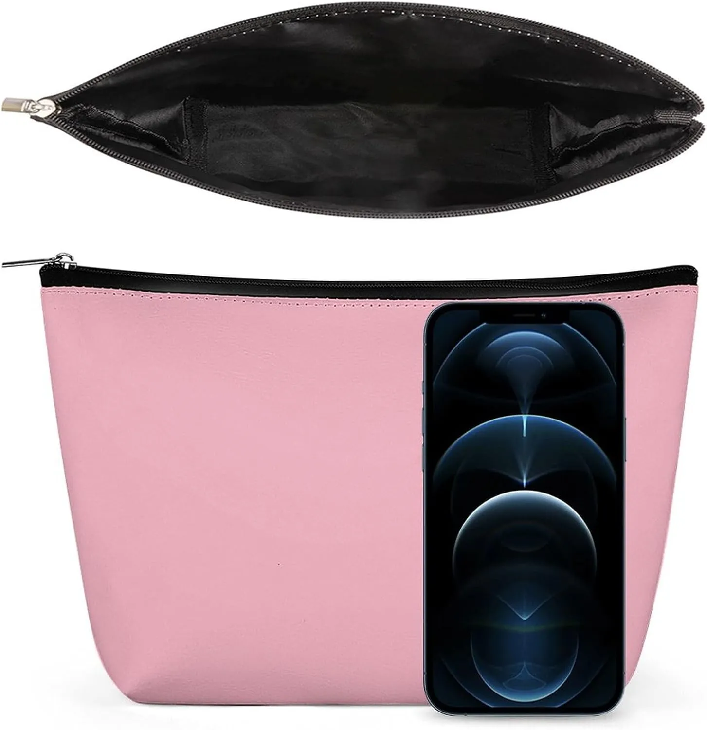 Travel Makeup Bag, Cherry Blossom Pink Solid Color Cosmetic Bags for Women Large Capacity Waterproof Toiletry Pouch Make up Organizer