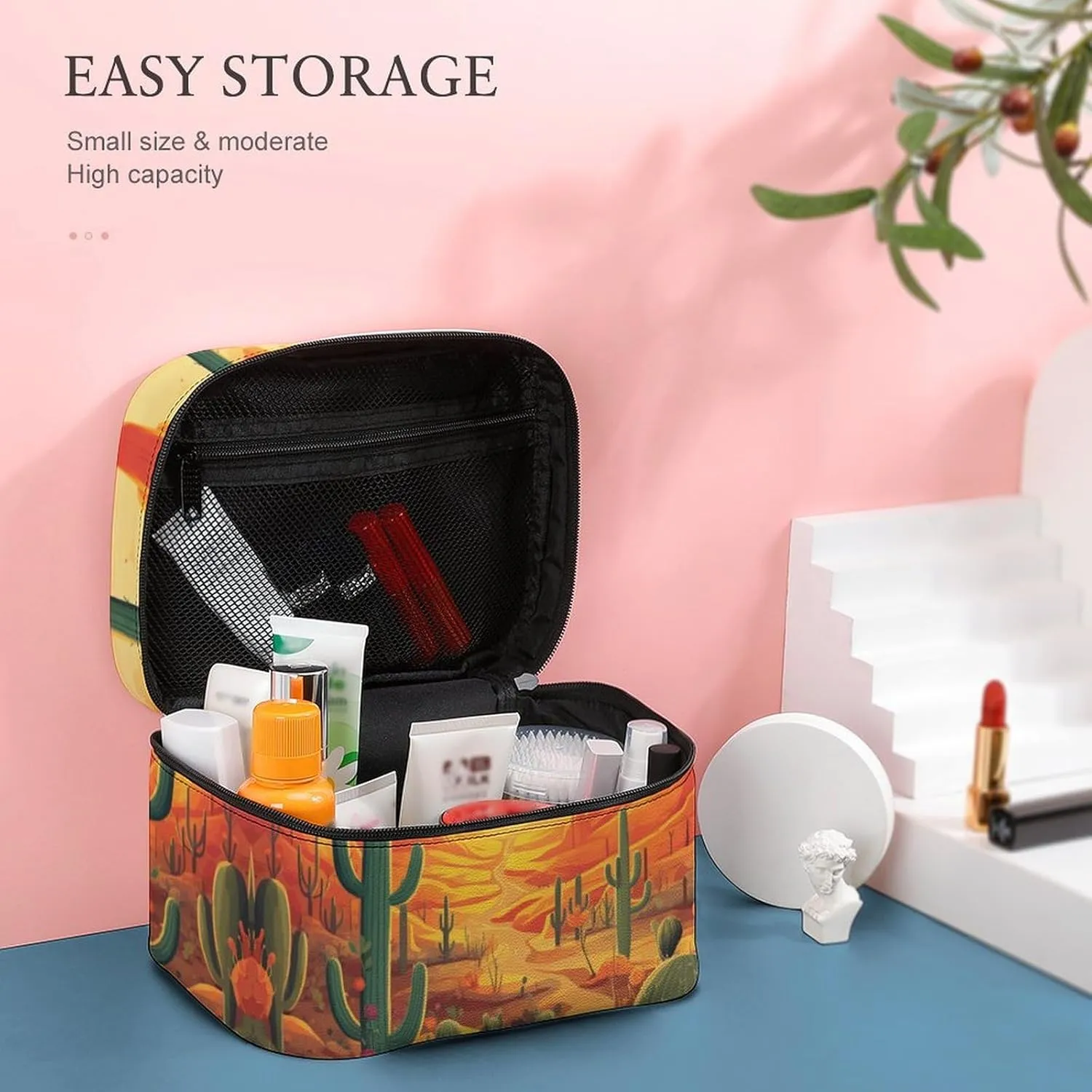 Travel Toiletry Bag for Women And Men,Cactus at Sunset Toiletry Organizer, Makeup Bag Travel Organizer for Shampoo,Toiletries