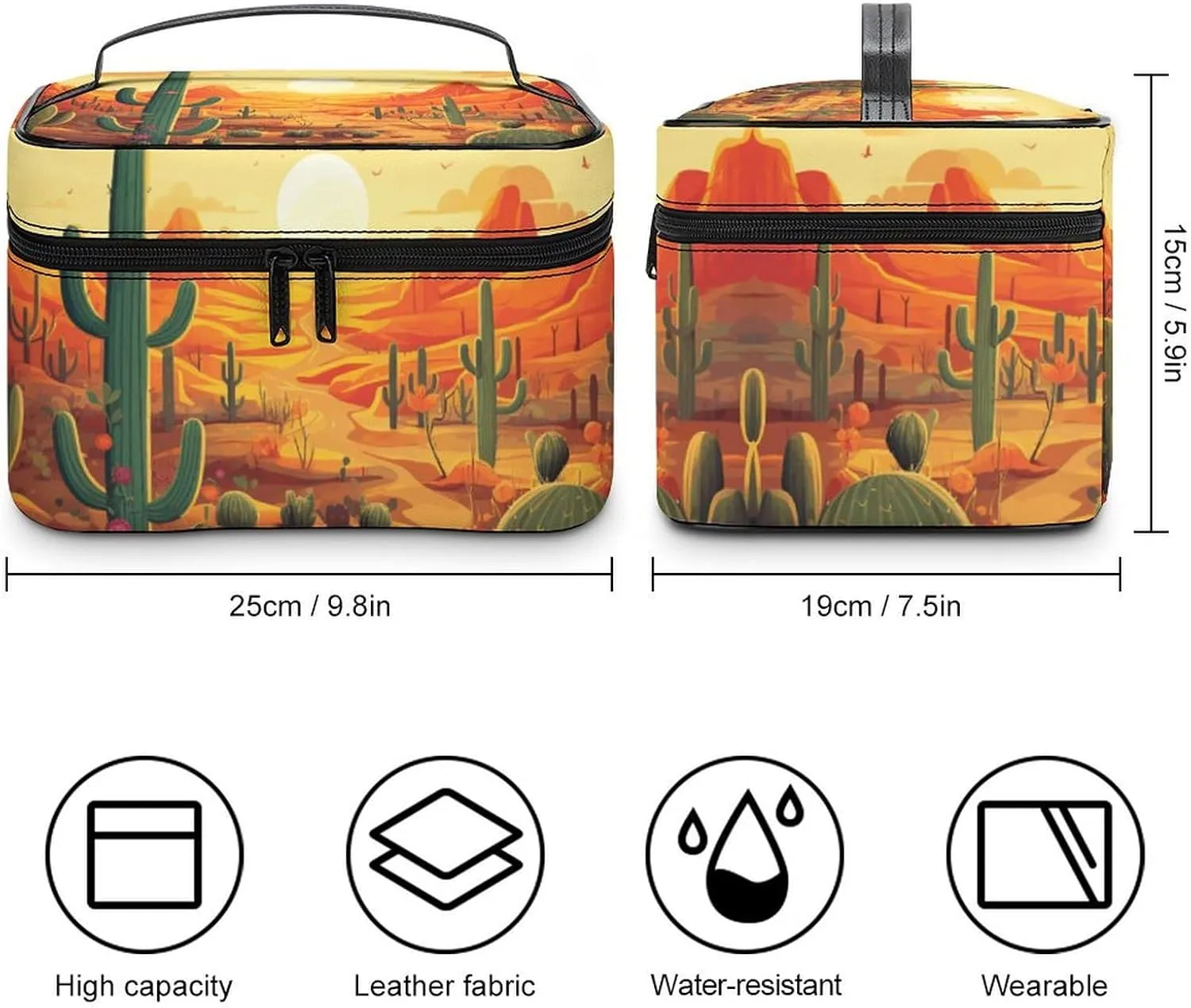 Travel Toiletry Bag for Women And Men,Cactus at Sunset Toiletry Organizer, Makeup Bag Travel Organizer for Shampoo,Toiletries