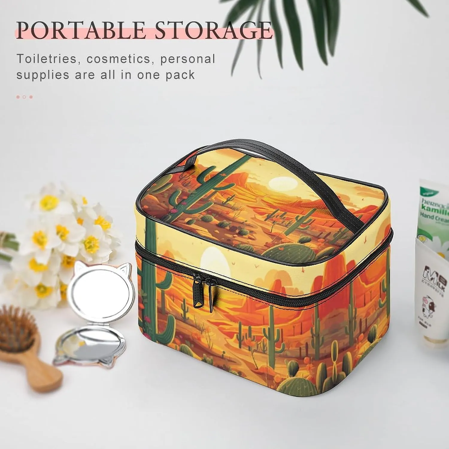 Travel Toiletry Bag for Women And Men,Cactus at Sunset Toiletry Organizer, Makeup Bag Travel Organizer for Shampoo,Toiletries