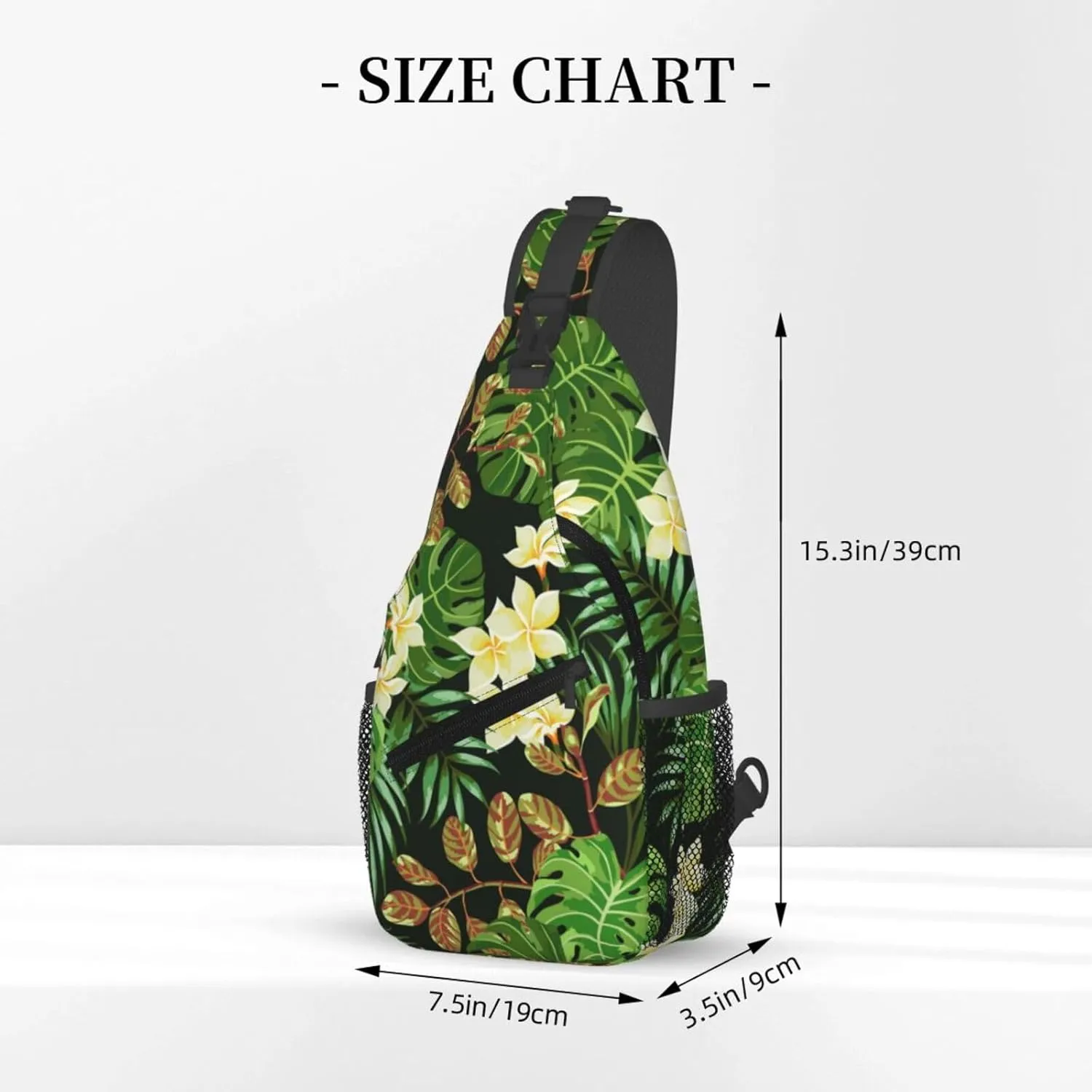 Tropical Hawaiian Flowers Sling Backpack, Multipurpose Crossbody Shoulder Bag Travel Hiking Daypack for Women Men