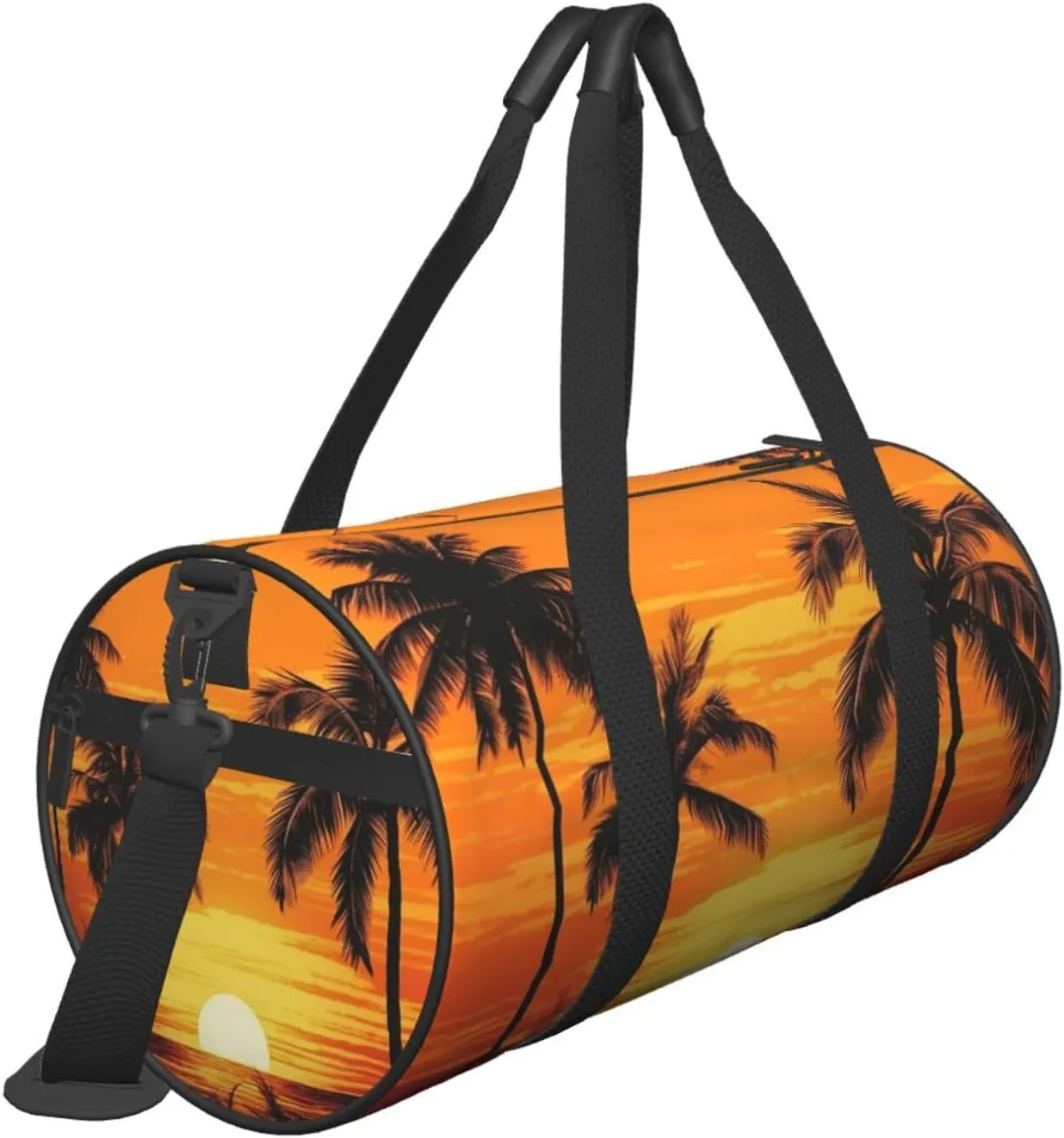 Tropical Palm Trees Scene Sunset Travel Duffle Bag for Men Women Sport Gym Bag Foldable Weekender Bag Carry on Overnight Bag for Travel Swimming Basketball