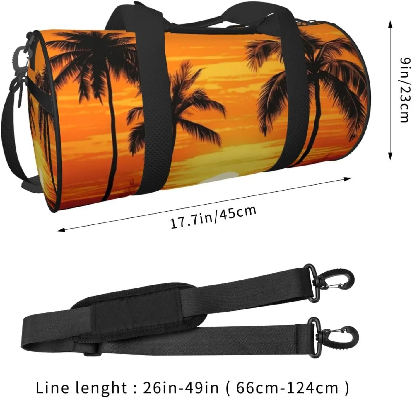 Tropical Palm Trees Scene Sunset Travel Duffle Bag for Men Women Sport Gym Bag Foldable Weekender Bag Carry on Overnight Bag for Travel Swimming Basketball