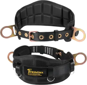 TRSMIMA Safety Harness Climbing Belt - Black Body Fall Protection Men Roof Tree Work Waist-Tongue Buckle Pad D-Ring