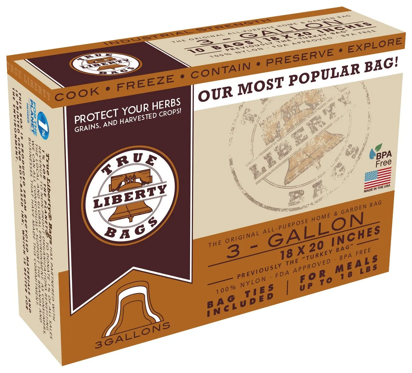 True Liberty 3 Gallon "Turkey" Bags 18 in x 20 in (1000/pack)