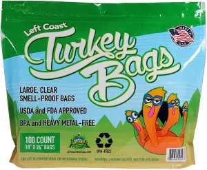 Turkey Bags for Storage and Cooking,18" x 24" Nylon, Smell Proof, Moisture Proof, Triple-Layered, Made in USA, BPA-Free, Food Safe - 100 Pack