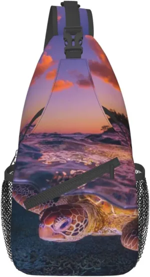 Turtle Shoulder Bag Sea Turtle Sling Backpack Daypack Casual Backpack Hiking Bag Beach Backpack Bag