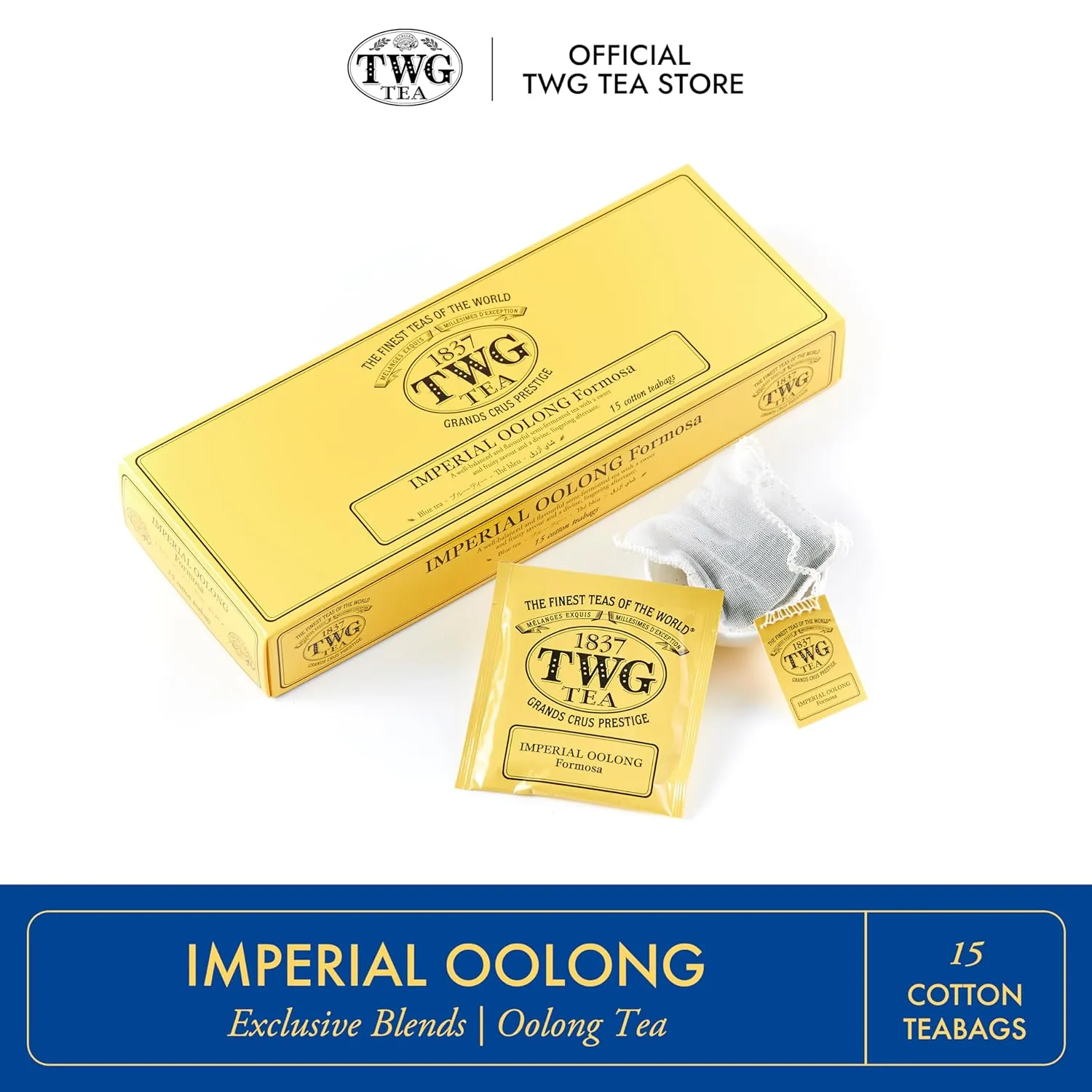 TWG Tea | Imperial Oolong | Oolong Tea | Sweet & Fruity Savour | 15 Hand Sewn Cotton Tea Bags | Gift Set
