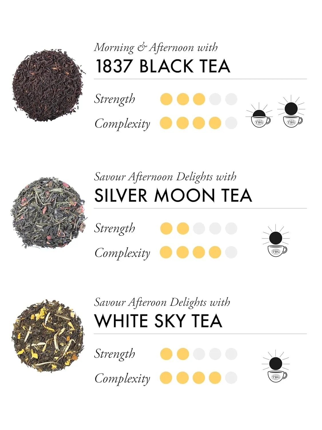 TWG Tea | Moon & Sky Selection | 3 Varieties | Exclusive Tea Blends | 15 Hand Sewn Cotton Tea Bags | Gift Set