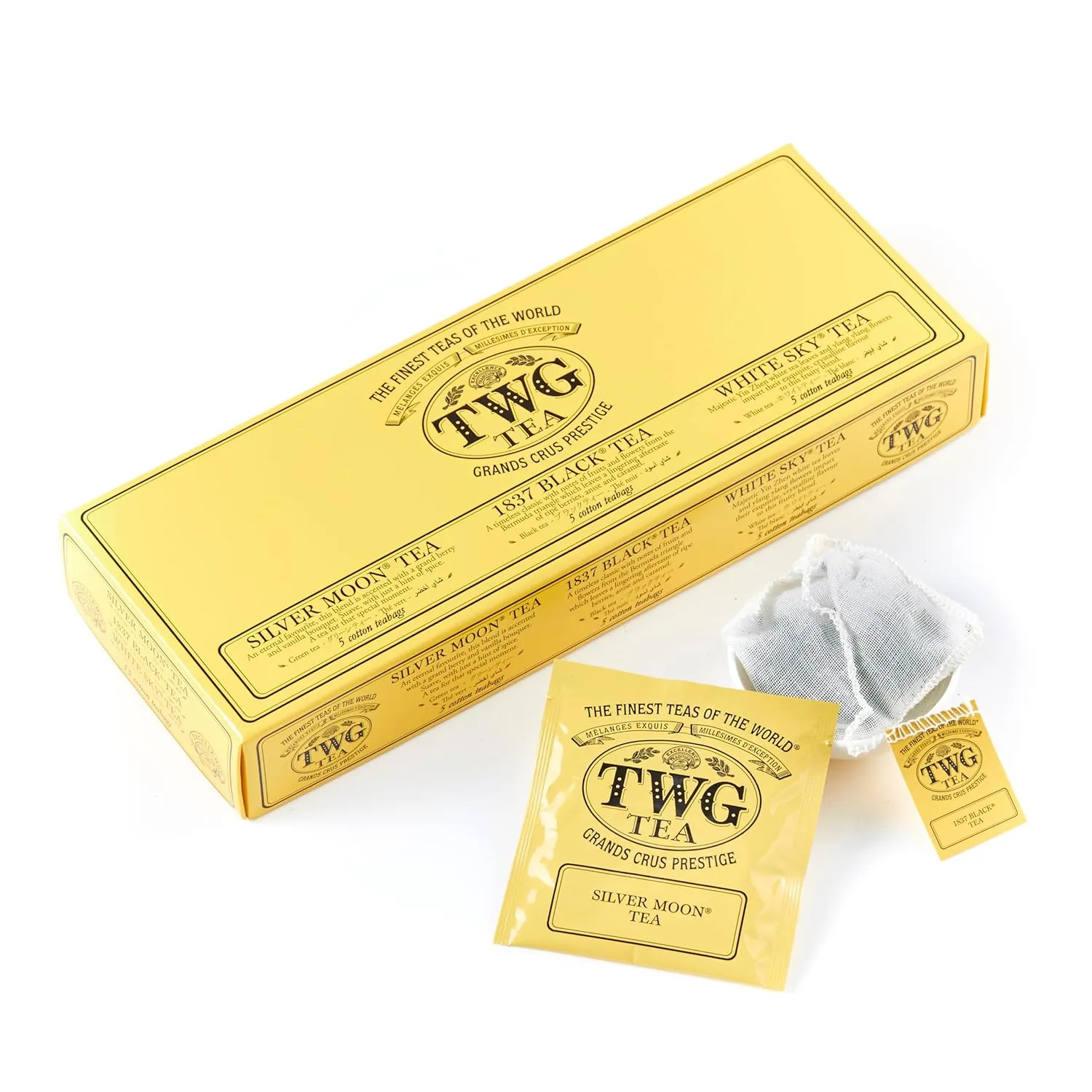 TWG Tea | Moon & Sky Selection | 3 Varieties | Exclusive Tea Blends | 15 Hand Sewn Cotton Tea Bags | Gift Set