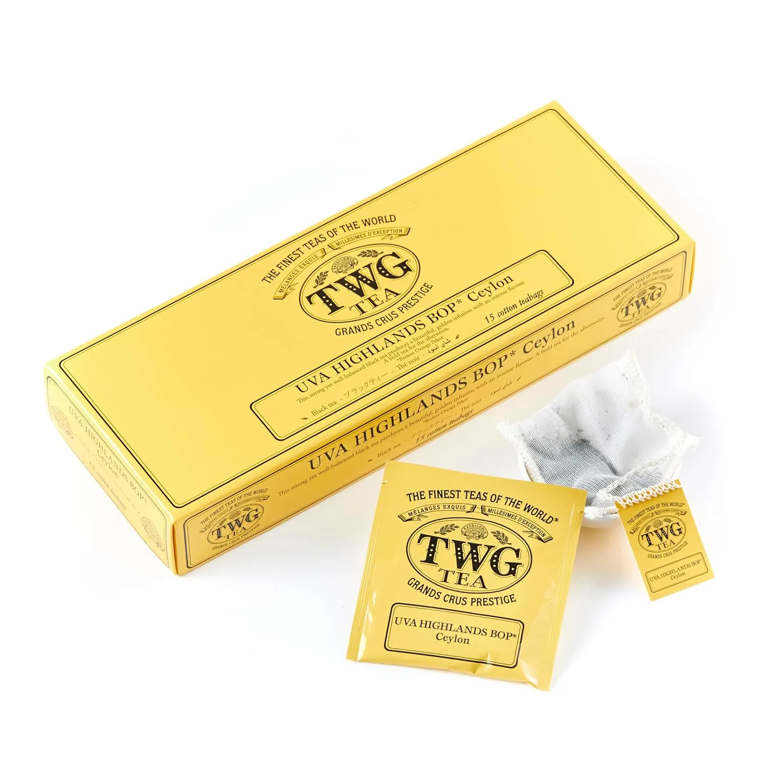 TWG Tea | UVA Highlands BOP | Black Tea | Golden Infusion | 15 Hand Sewn Cotton Tea Bags | Gift Set