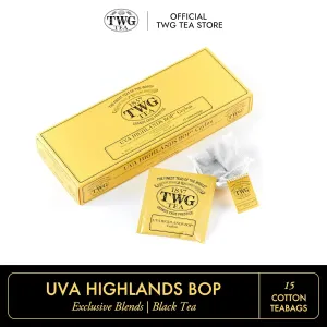 TWG Tea | UVA Highlands BOP | Black Tea | Golden Infusion | 15 Hand Sewn Cotton Tea Bags | Gift Set