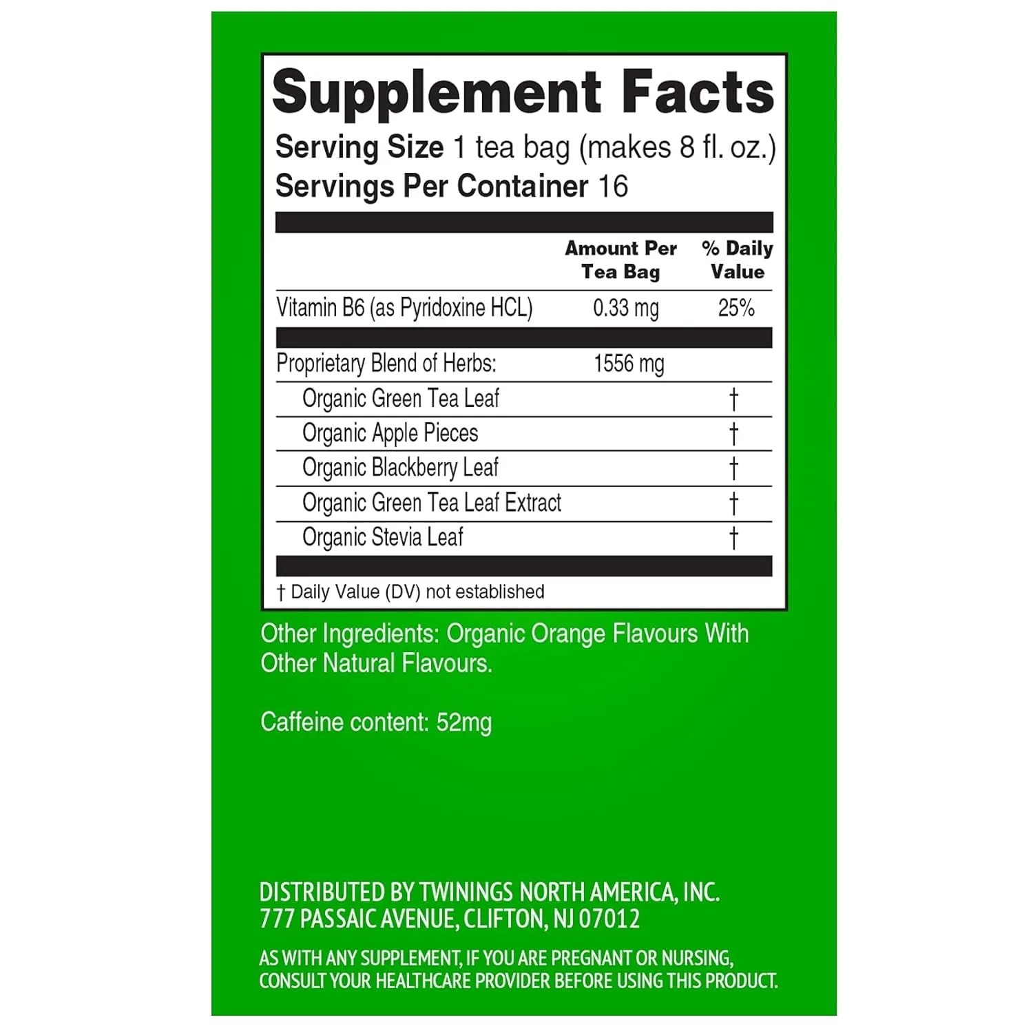 Twinings Superblends Energy  Herbal Tea with Vitamin B6, Citrus & Apple Caffeine-Free Green Tea, 16 Tea Bags (Pack of 6), Enjoy Hot or Iced