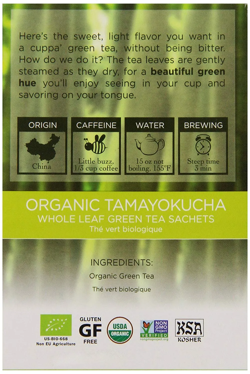 Two Leaves and a Bud Organic Tamayokucha Green Tea Bags, Whole Leaf Green Tea in Compostable Sachets, Japanese Green Tea, Light Flavor, 15 Count (Pack of 6)
