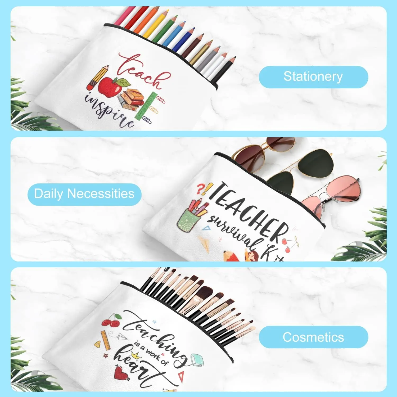 UAREHIBY 12-Pack Appreciation Gifts - Best End of Year & Graduation Gifts with Keychain, 20oz Wine Tumbler in Bulk, Cosmetic Bag for Women & Men