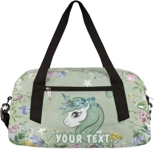 Unicorn Flowers Love Personalized Kids Duffel Bag for Girls Boys, bushes Customized Dance Bag Overnight Small Duffel Bag Carry On Weekend Sports Gym Travel Bag for School Practice Gymnastics Ballet